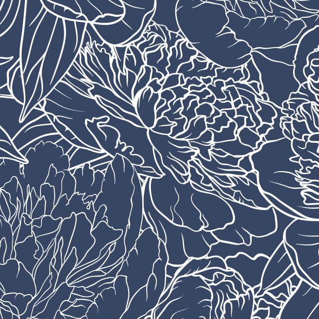 Theme large flowers dark blue