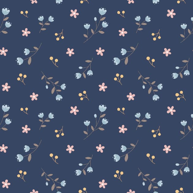 Theme colorful flowers dark blue